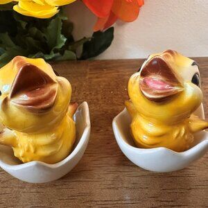 Vintage Goebel Duckling Figurines in Eggshells West Germany Ceramic Easter Decor